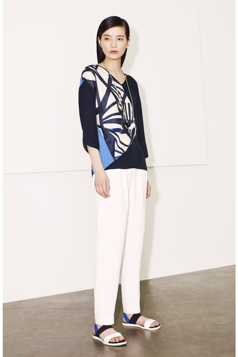 Pleat Front Crepe Ankle Pants, Alternate, color, CLOUD