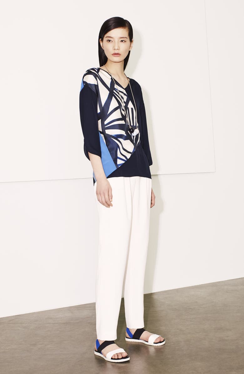 Lafayette 148 New York Pleat Front Crepe Ankle Pants, Alternate, color, 