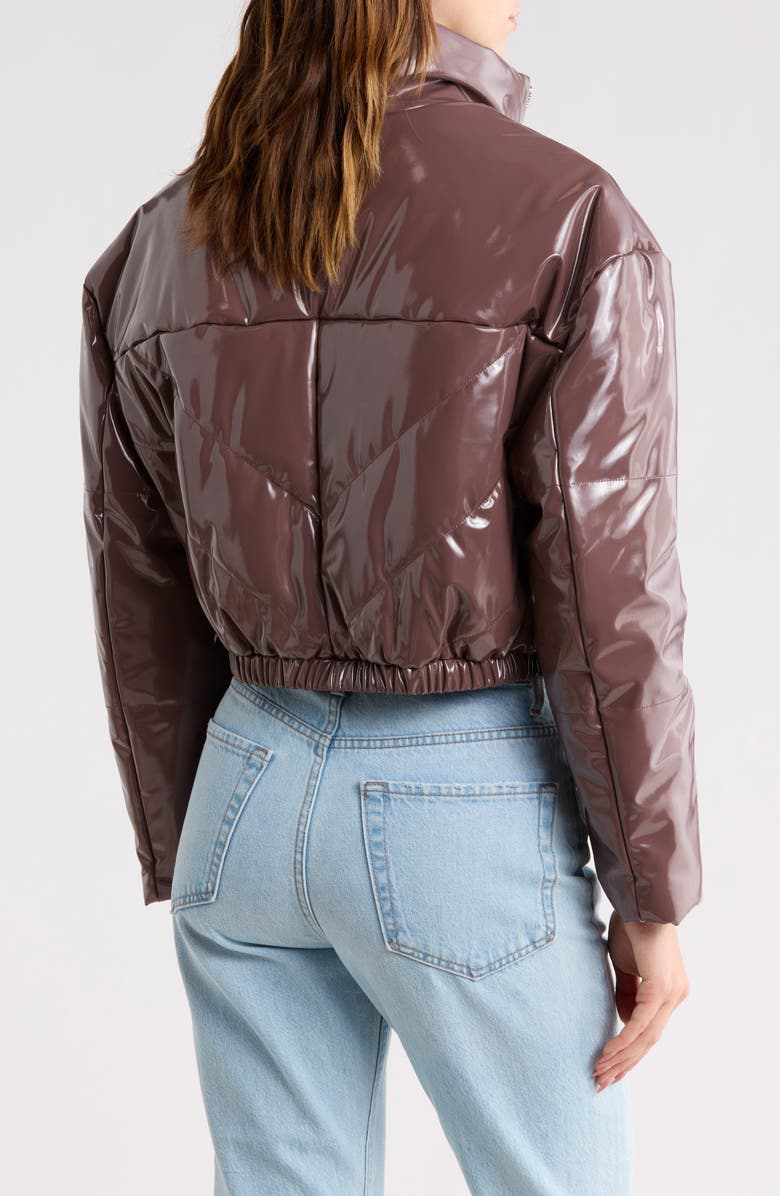 Vigoss Faux Leather Crop Puffer Jacket, Alternate, color, Chocolate
