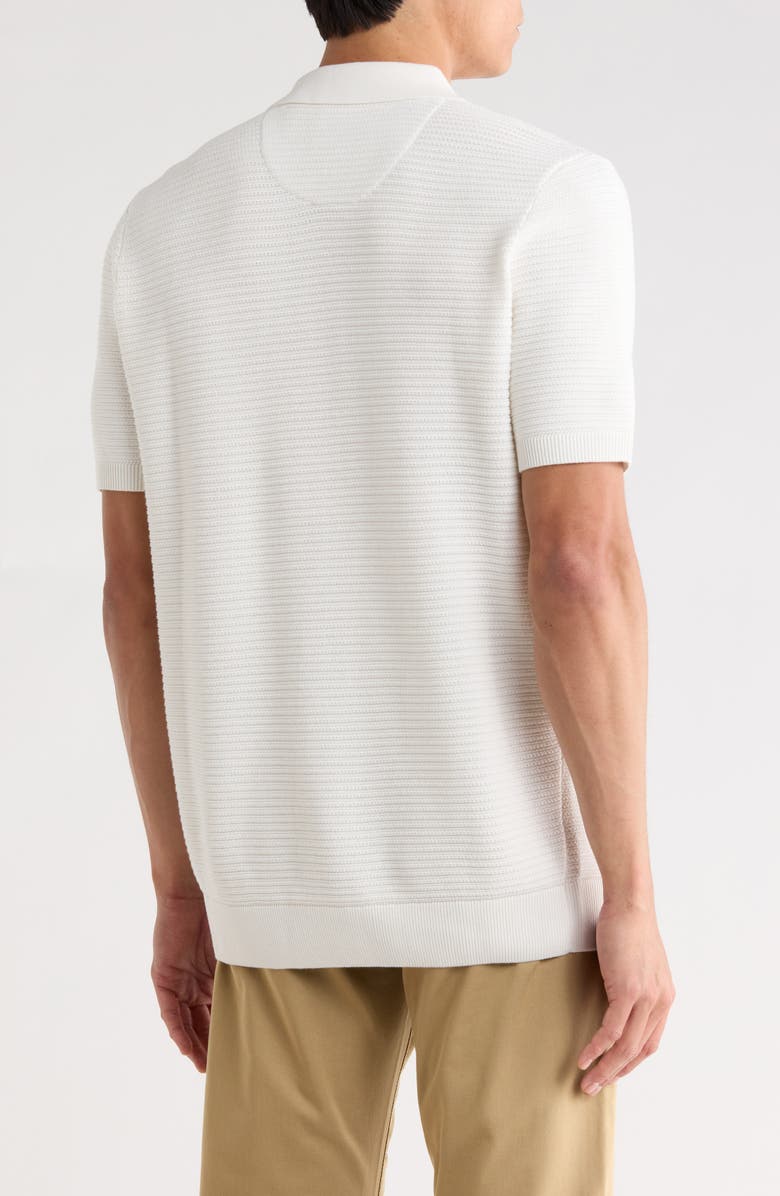 DENIM AND FLOWER Textured Quarter Zip Knit Polo, Alternate, color, Cream Textured