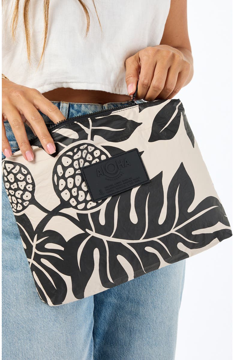 Aloha Collection Mid Holomua Water Resistant Tyvek<sup>®</sup> Zip Pouch, Alternate, color, Black/ Sandstone