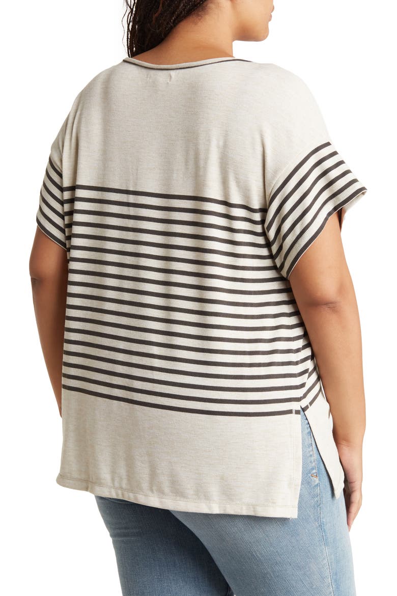 Stripe Short Sleeve Top, Alternate, color, ARMY/IVORY
