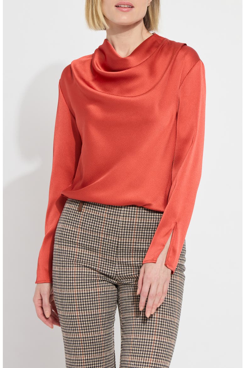 Cowl Neck Top, Alternate, color, EARTHY ORANGE