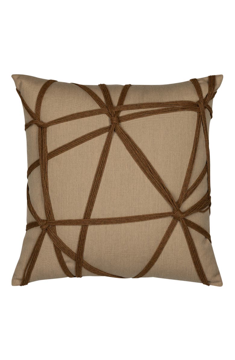 Elaine Smith Interlace Chestnut Indoor & Outdoor Woven Accent Pillow, Main, color, Chestnut