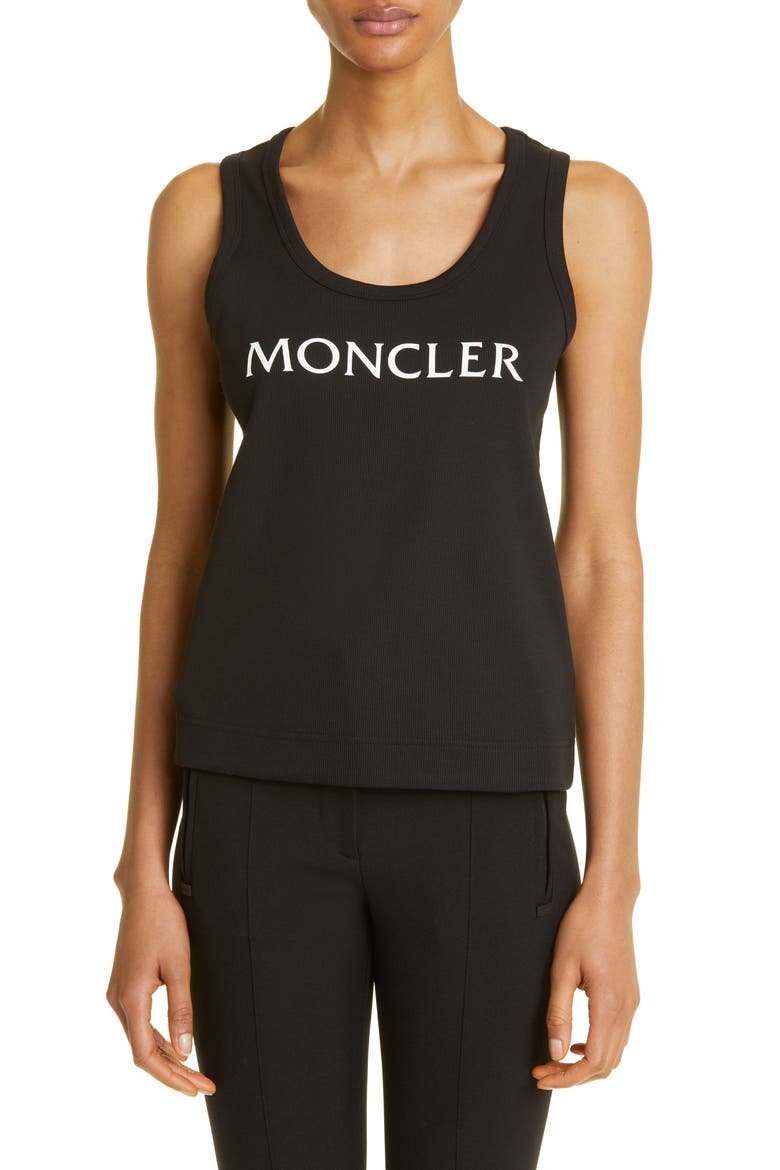 Logo Cotton Rib Tank Top, Main, color, BLACK