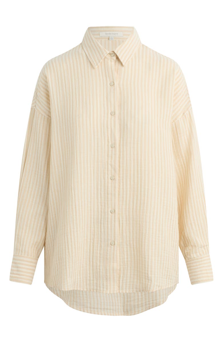 Favorite Daughter The Ex Cotton Button-Up Shirt, Alternate, color, Sand Stripe