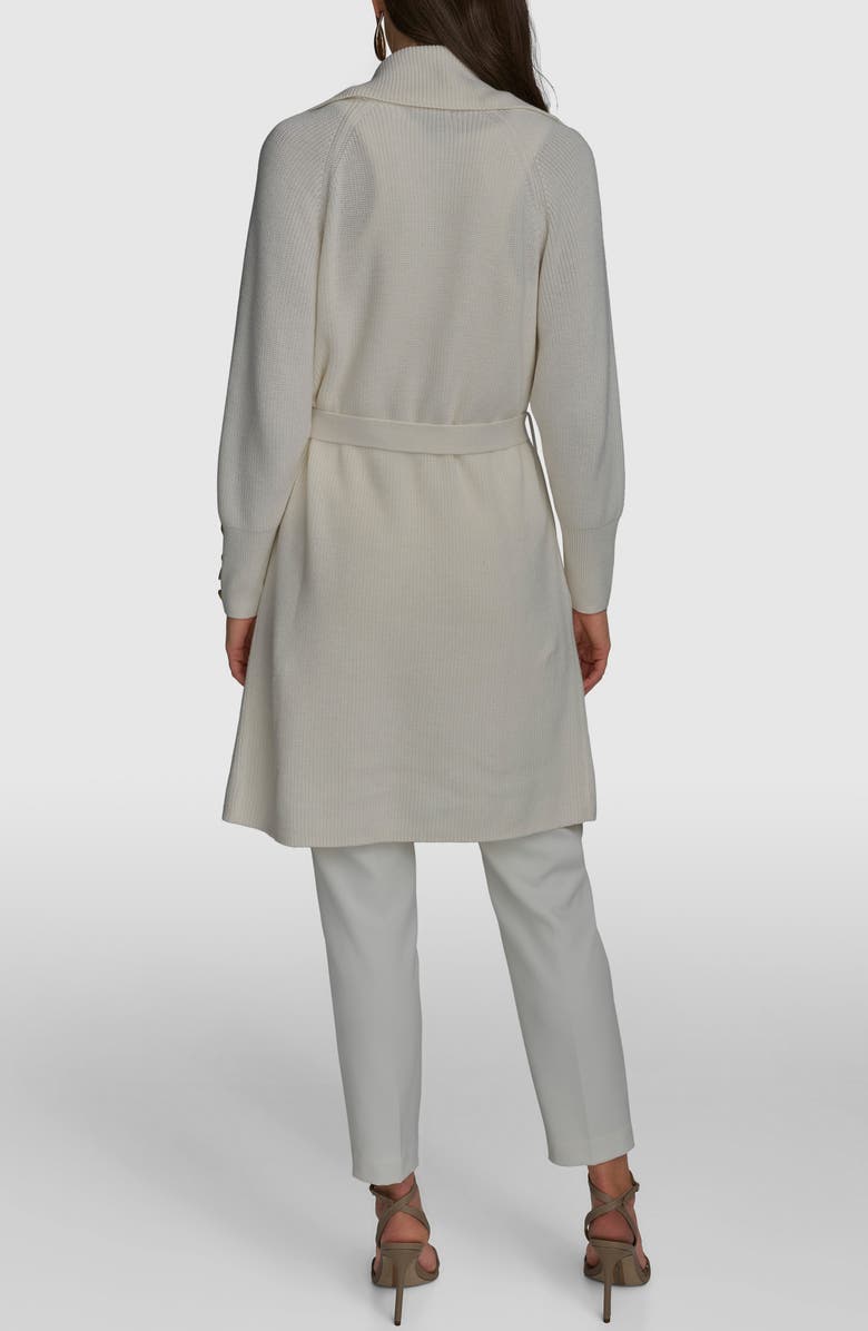 Donna Karan New York Tie Waist Double Breasted Cardigan, Alternate, color, Cream