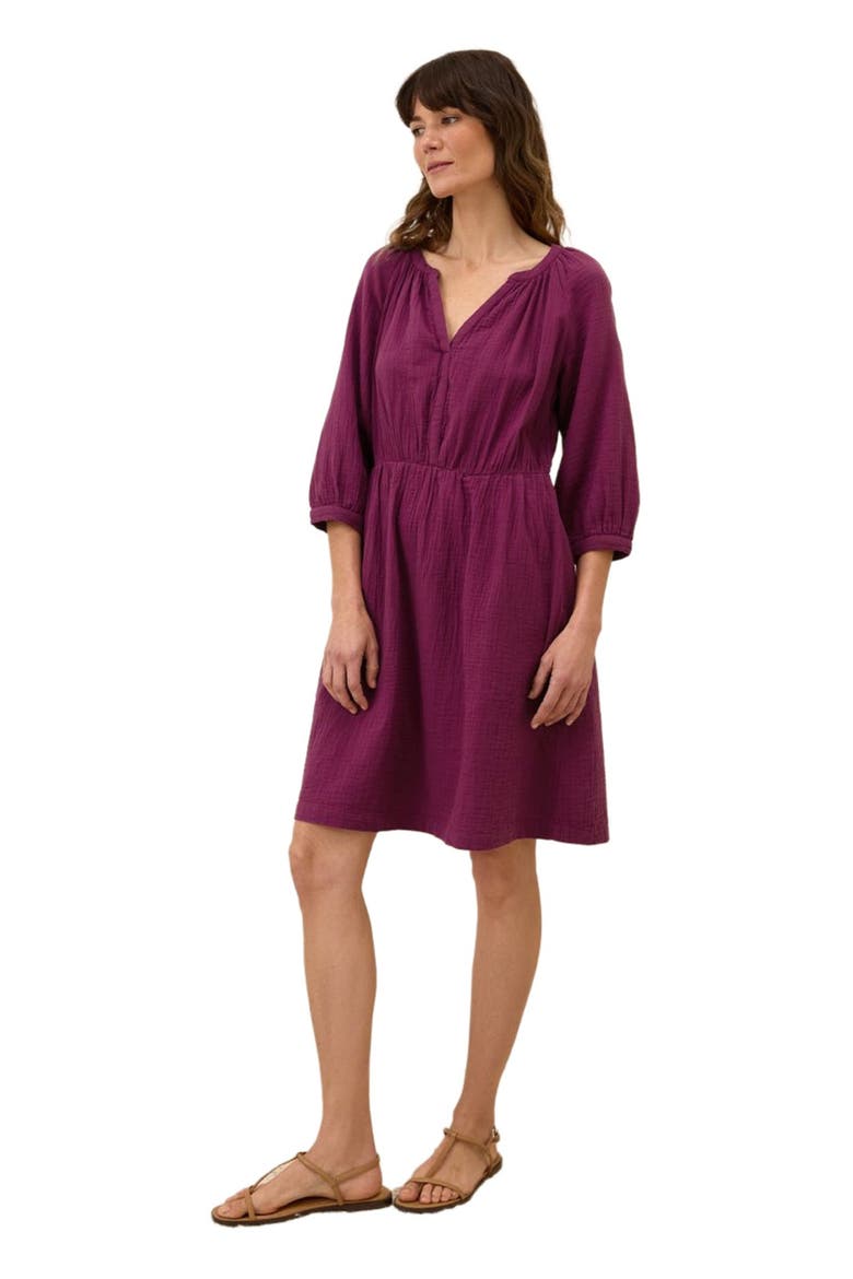 Organic Cotton Coastal Double Gauze Peasant Dress, Alternate, color, Sangria