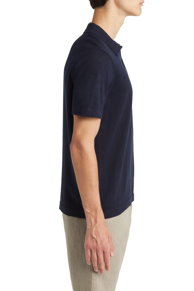 Ryan 6311 Cotton & Linen Johnny Collar Polo, Alternate, color, NAVY BLUE