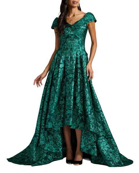 Leontine Jacquard High-Low Gown