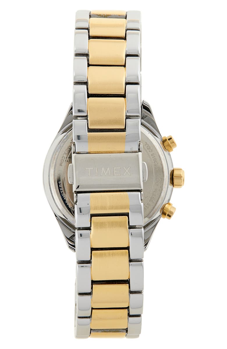 Timex<sup>®</sup> Two-Tone Crystal Bracelet Strap Chronograph Watch, 38mm, Alternate, color, White