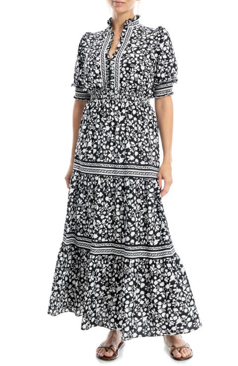 Floral Short Sleeve Tiered Maxi Dress