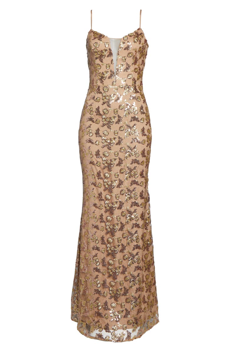 Dress the Population Mara Lace & Sequin Evening Gown, Alternate, color,