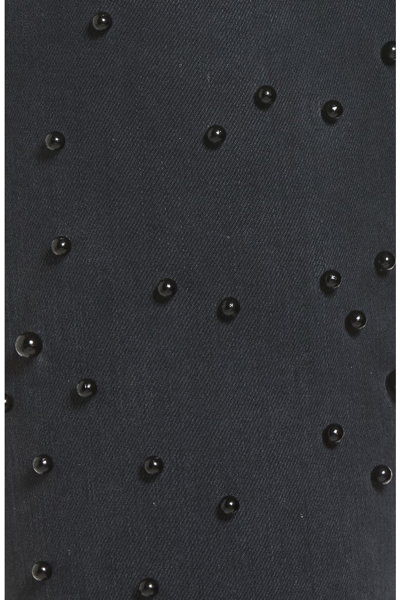 Faux Pearl Embellished Skinny Jeans, Alternate, color, STAR SIGN BLACK