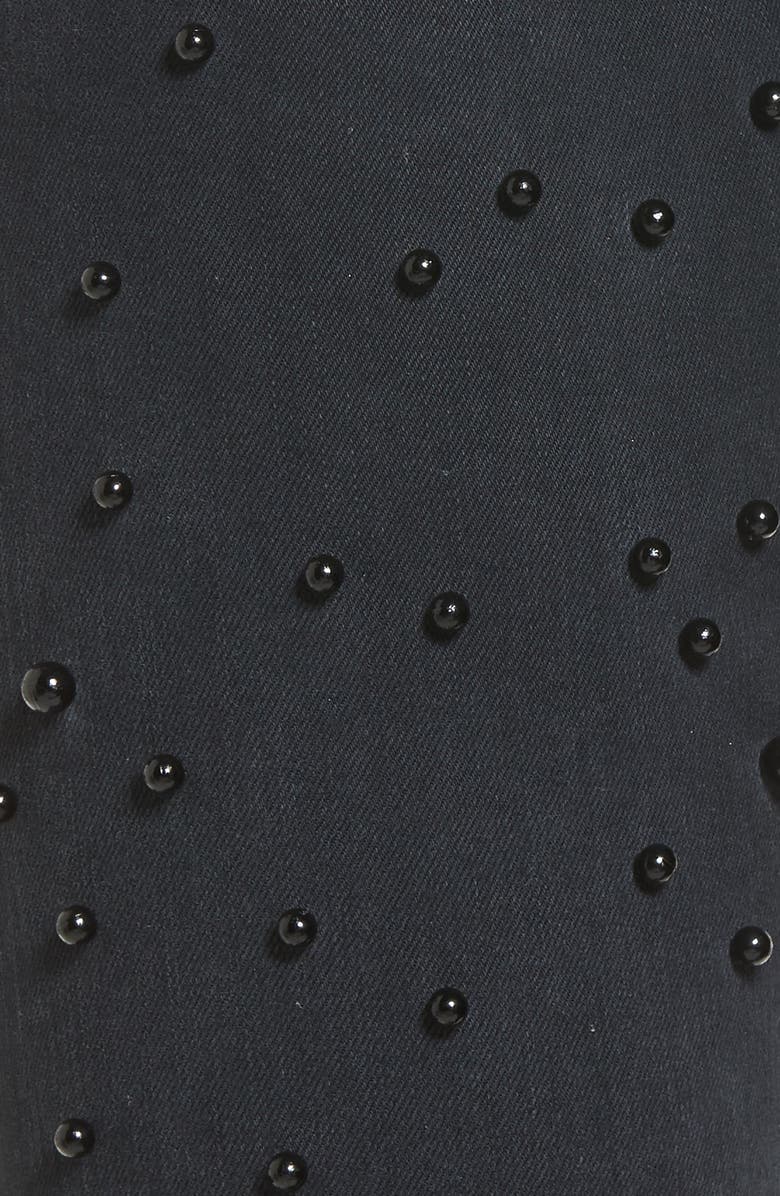 BLANKNYC Faux Pearl Embellished Skinny Jeans, Alternate, color, 