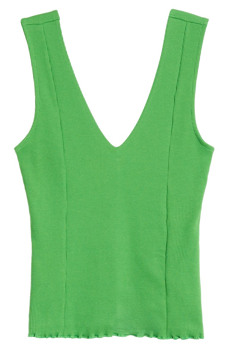 Reese Rib V-Neck Tank, Alternate, color, LIME