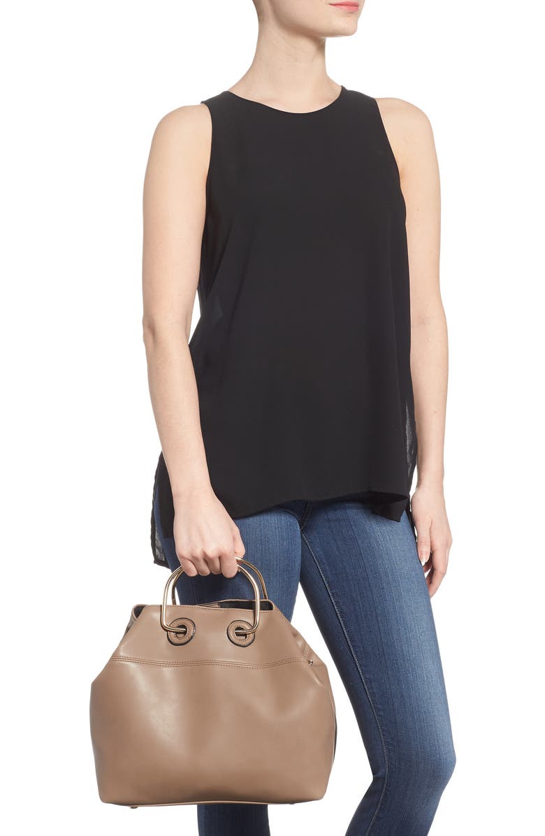 Leith Metal Handle Faux Leather Tote Bag, Alternate, color,