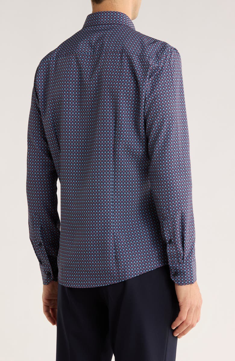 SOUL OF LONDON Geometric Stretch Button-Up Shirt, Alternate, color, Blue Multi