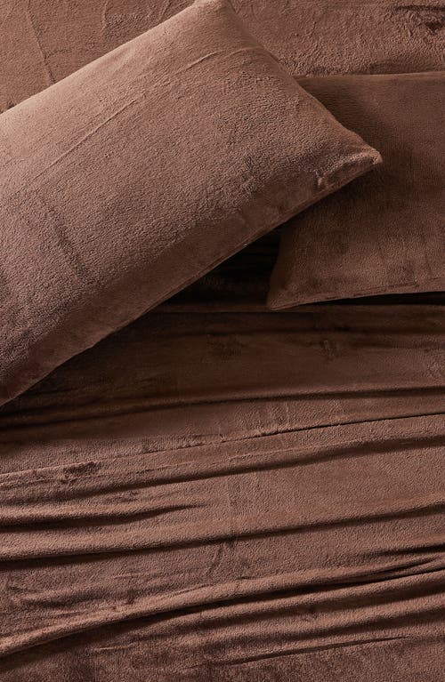 Woven & Weft Solid Plush Velour Sheet Set In Brown