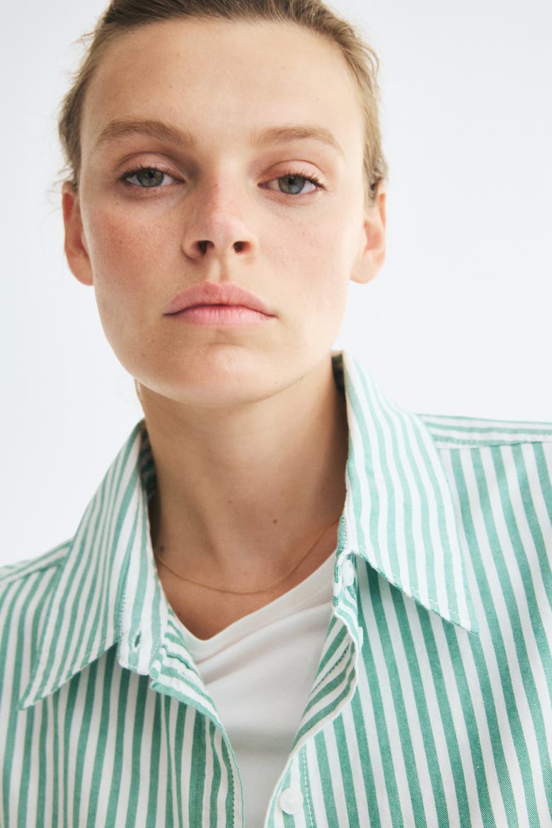 Oxford Shirt, Alternate, color, Green/white striped