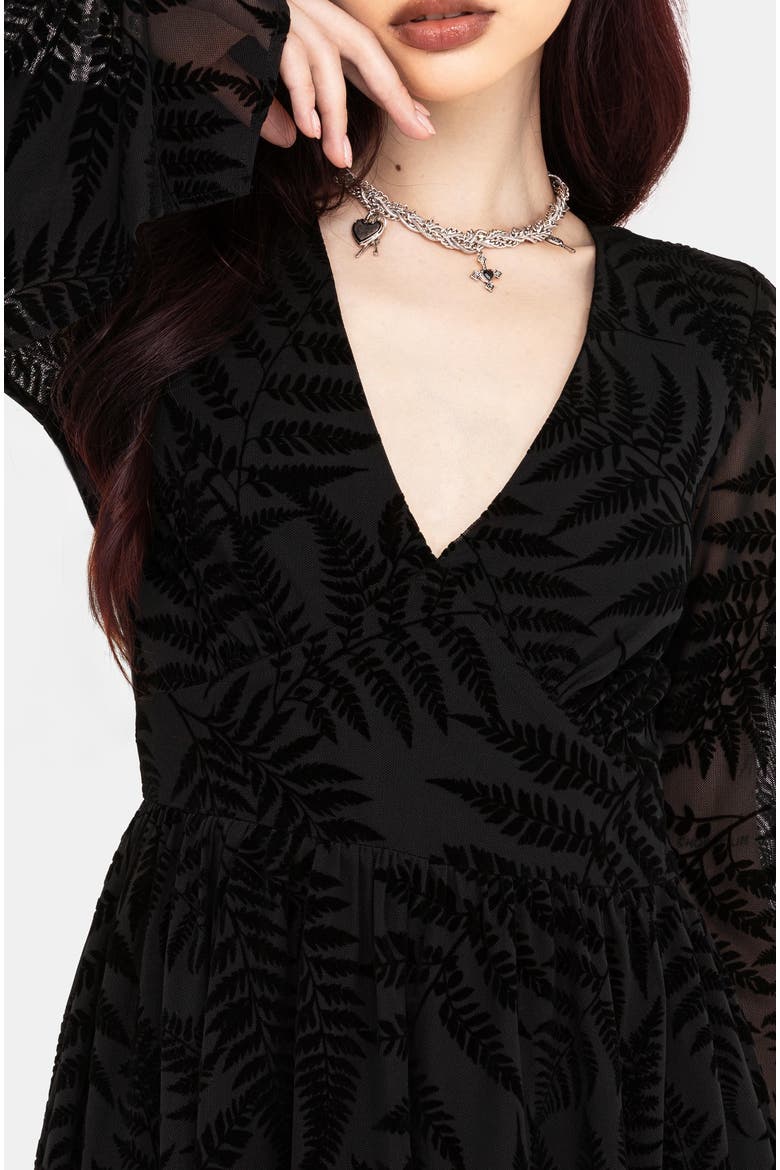 Lunafern Flute Sleeve Mini Dress, Alternate, color, Black