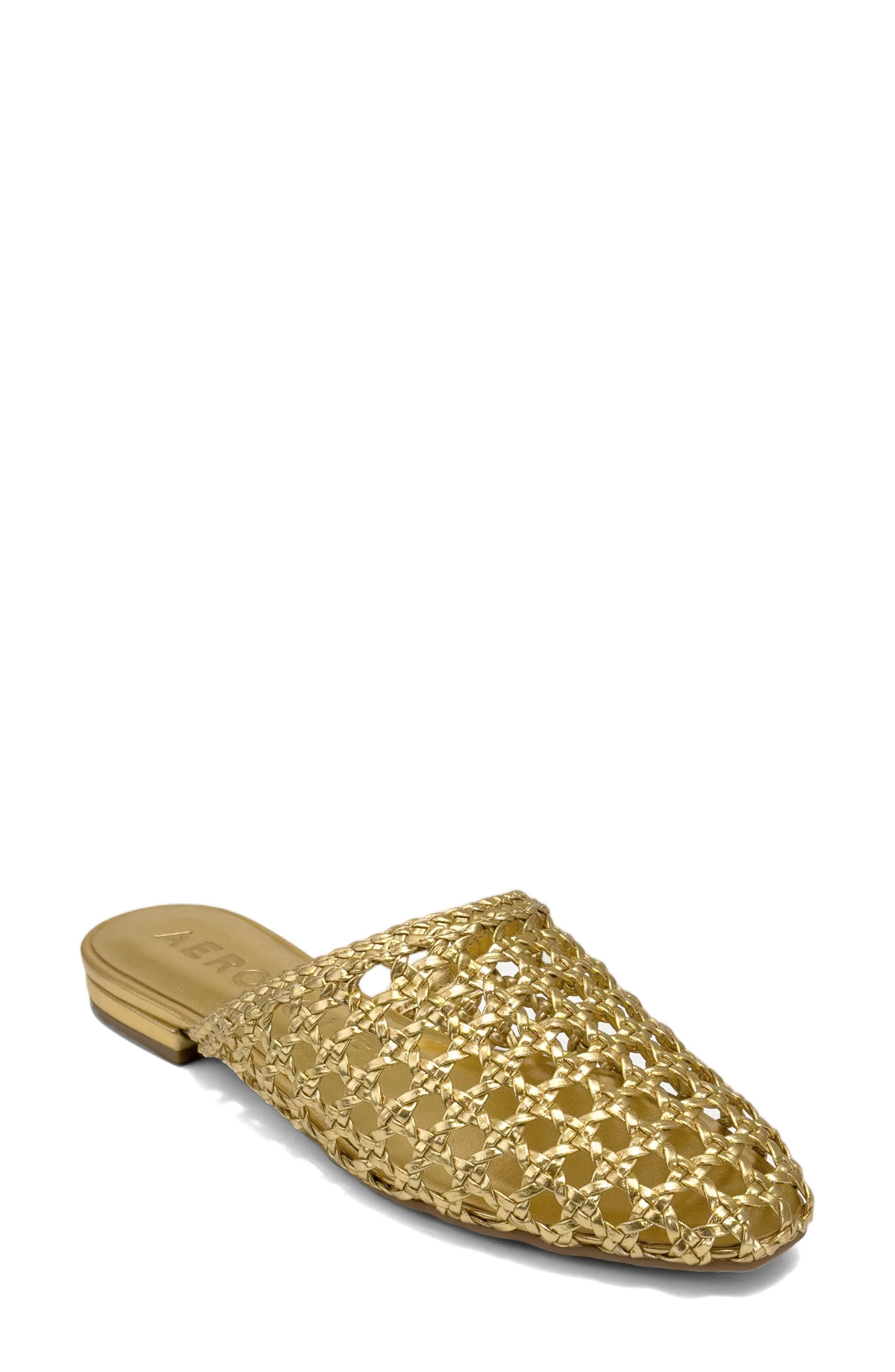 Assia Woven Mule, Main, color, GOLD OPEN WOVEN