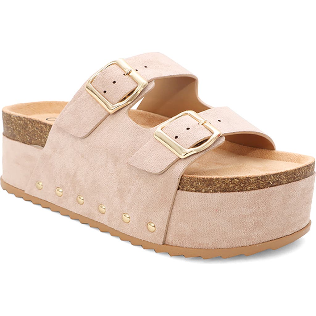 Yoki Camila Platform Slide Sandal In Beige