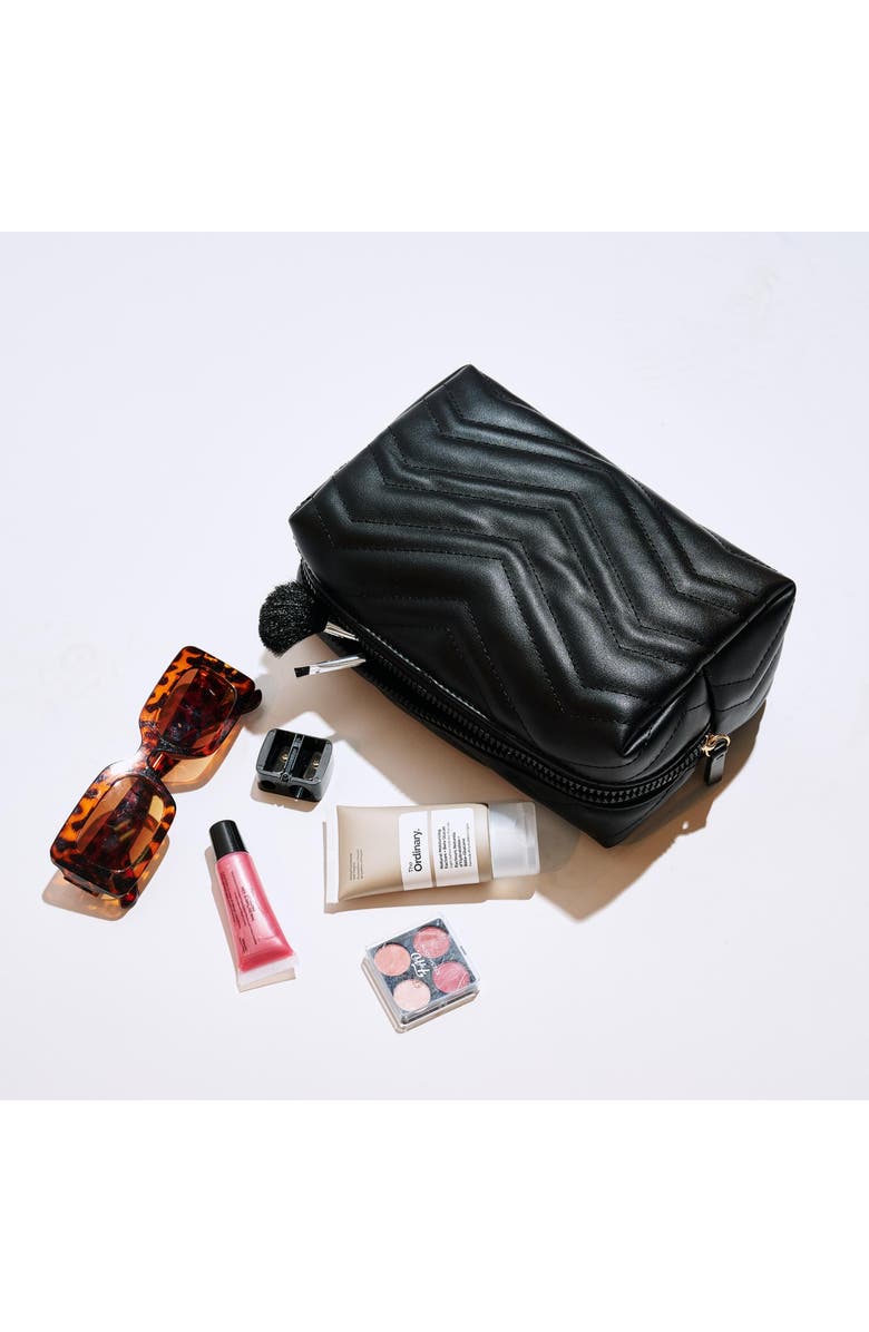 URBAN EXPRESSIONS HANDBAGS Chic Stitch Cosmetic & Travel Organizer Pouch, Main, color, Black