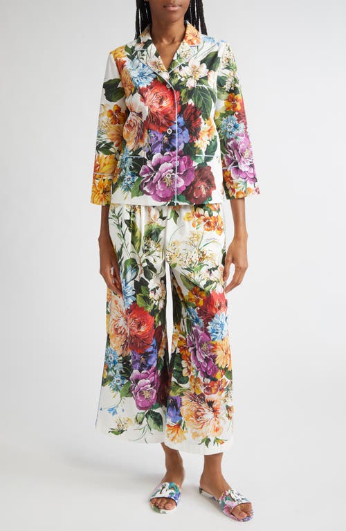 Dolce & Gabbana Dolce&gabbana Floral Crop Cotton Wide Leg Pants