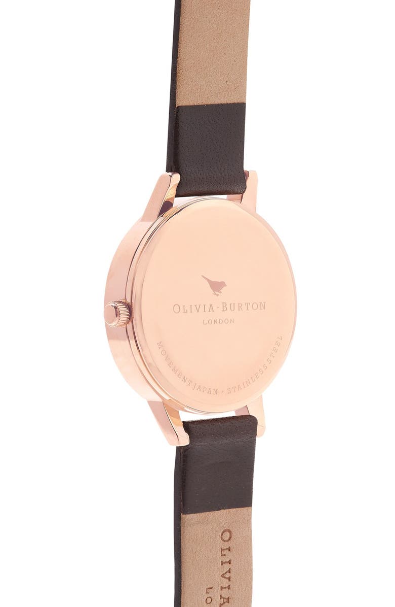 Olivia Burton 'Woodland Hummingbird' Leather Strap Watch, 30mm, Alternate, color,