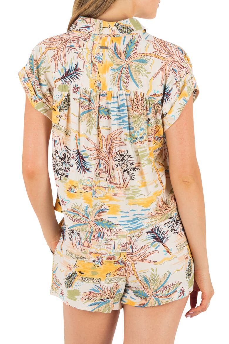 Safari Scenic Print Button-Up Shirt, Alternate, color, OFF WHITE