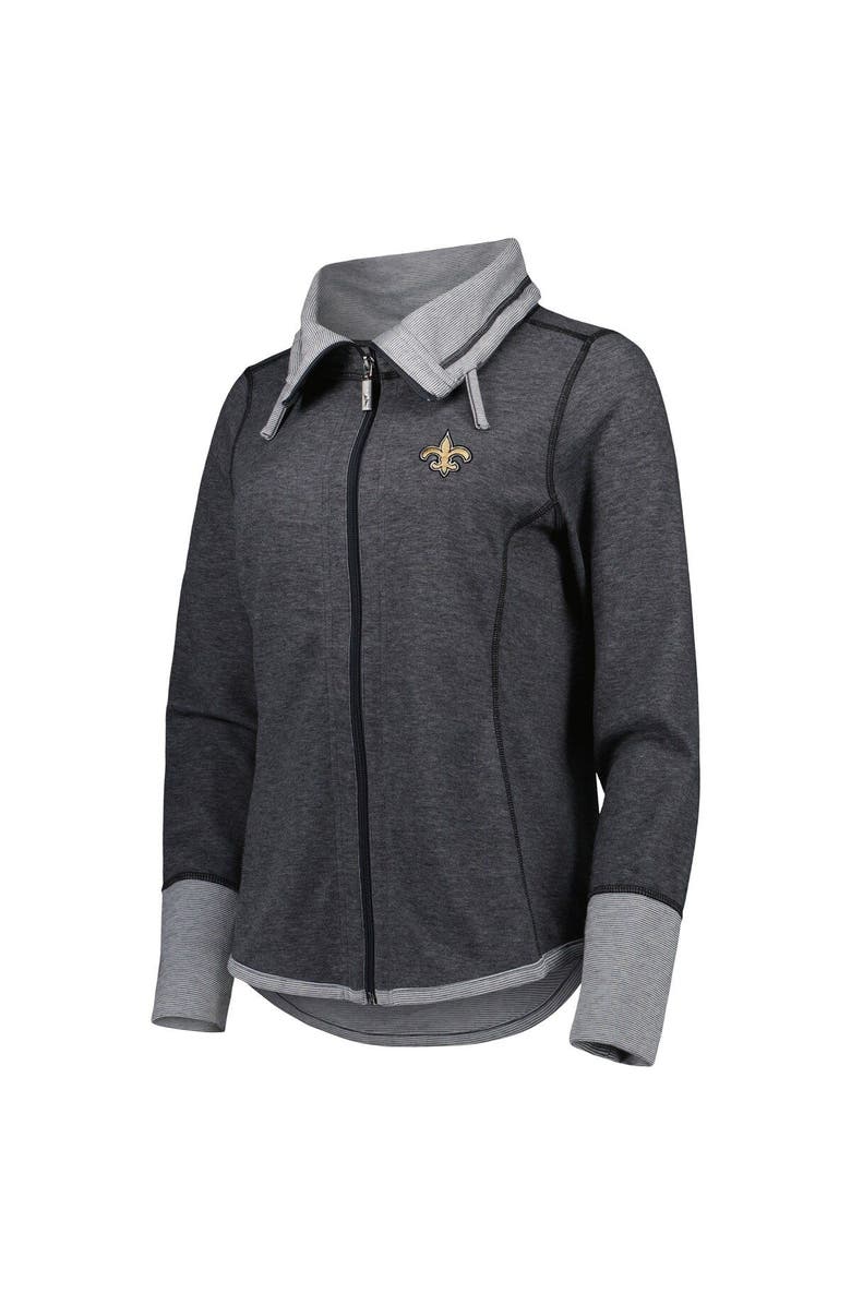 Tommy Bahama Women's Tommy Bahama Heathered Black New Orleans Saints Sport Sun Fade Full-Zip Sweatshirt, Alternate, color, Heather Black