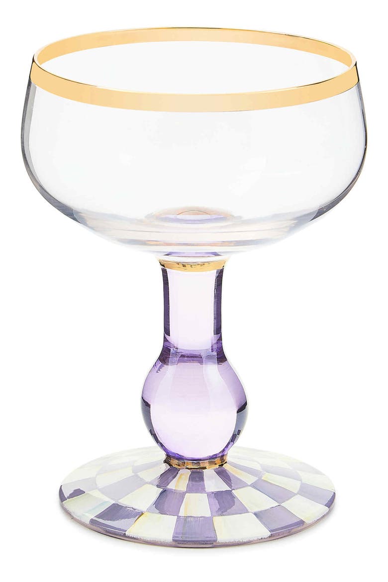 Violet Check Coupe Glass, Main, color, VIOLET