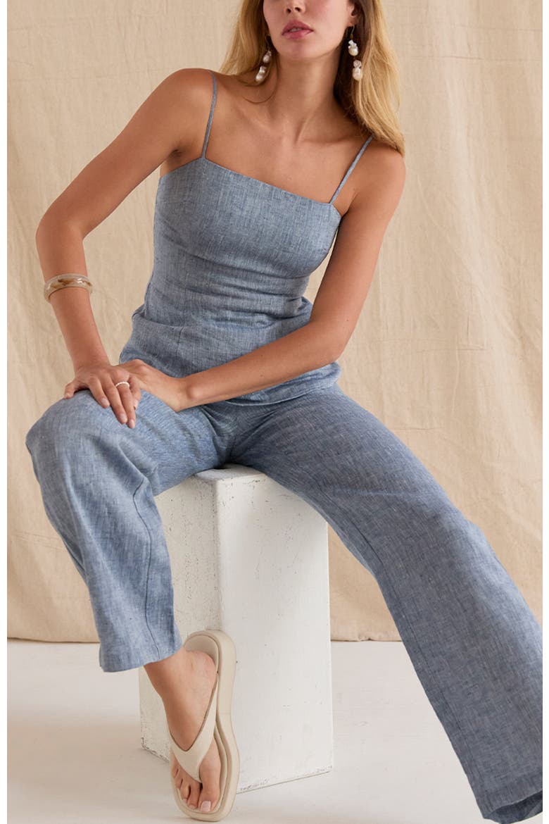 Sleeveless Linen Top, Alternate, color, Blue