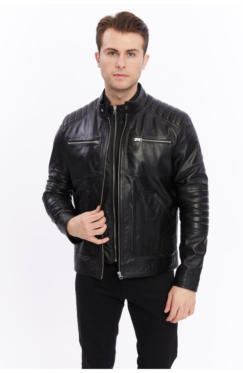 Furniq UK Henry Leather Jacket, Main, color, 
