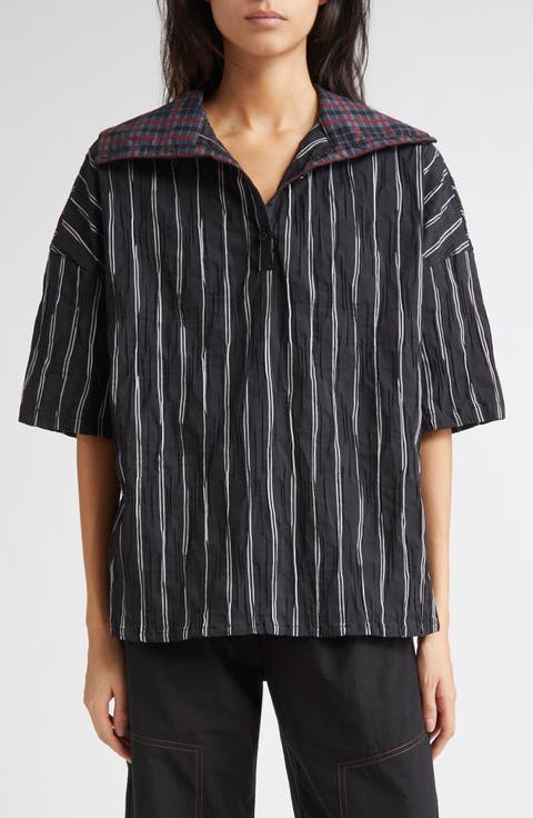 High Neck Drop Shoulder Shirt