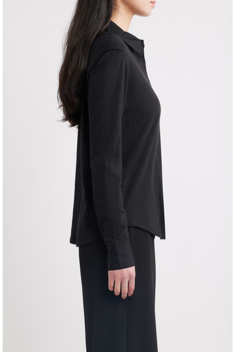 Riduro C.Nebulous Organic Cotton Slub Long Sleeve Button-Up Shirt, Alternate, color, BLACK