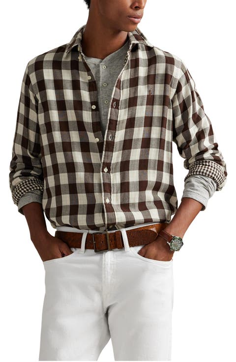 Classic Fit Check Cotton Twill Button-Down Shirt