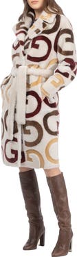 GORSKI Reversible Genuine Shearling G Intarsia Short Coat, Belt