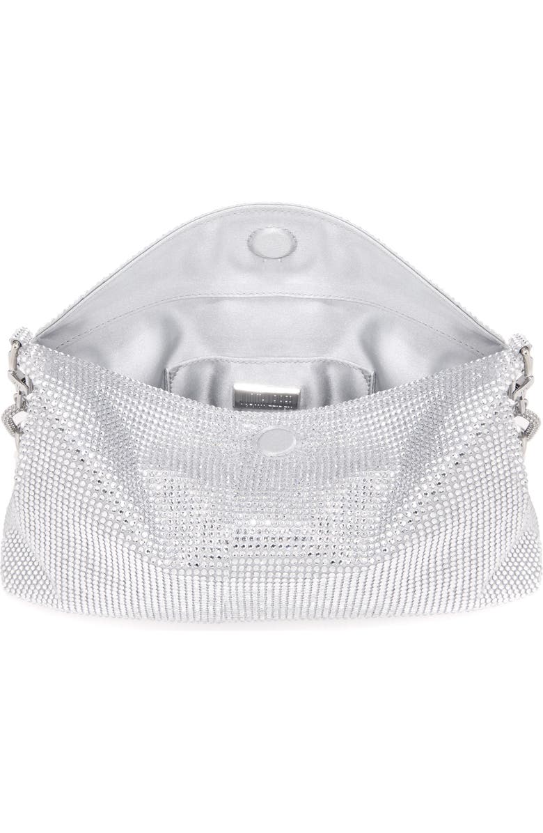JUDITH LEIBER COUTURE Bowie Crystal Embellished Slouchy Clutch, Alternate, color, Silver Rhine