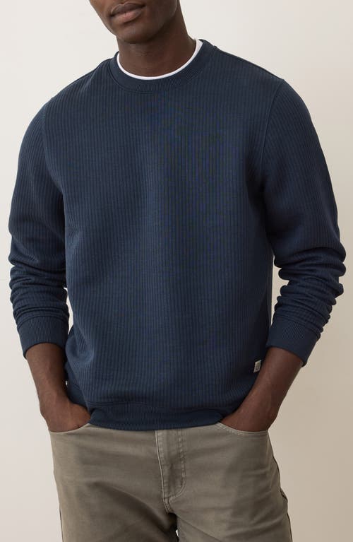 Marine Layer Corbet Vertical Quilted Sweatshirt in Navy 