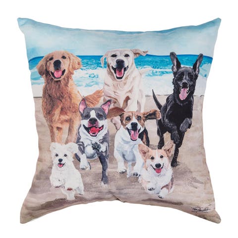 Running Summer Dogs HD Printed Accent Throw Pillow 18" x 18"