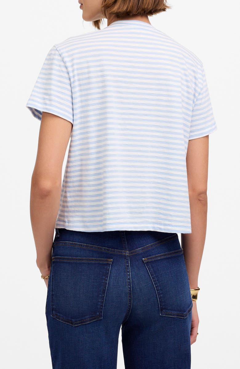 Madewell Stripe Boxy Crop Slub T-Shirt, Alternate, color, Light Pool