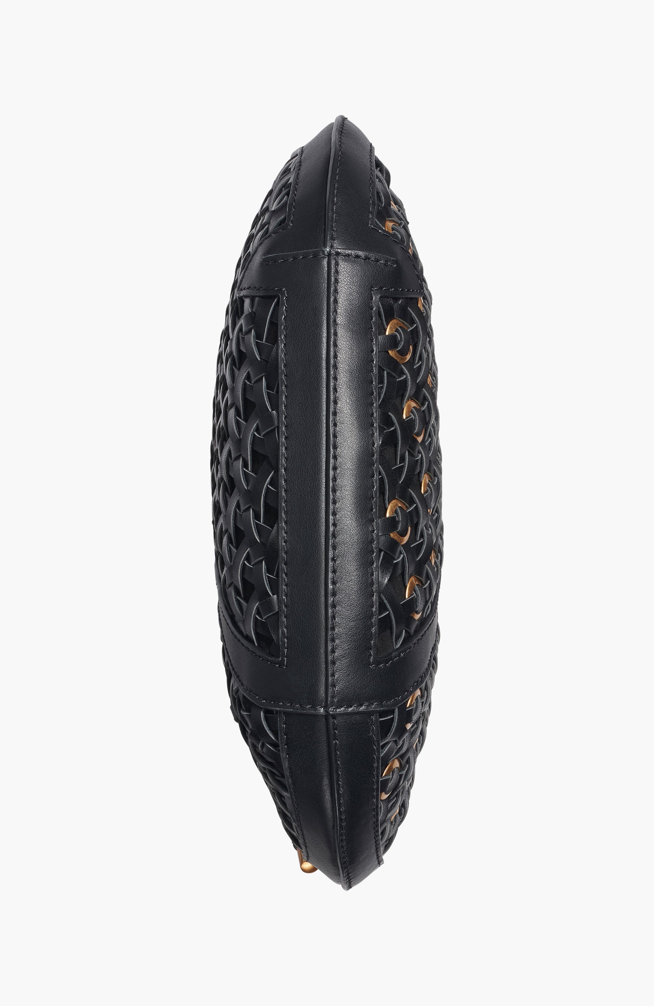 Donna Karan New York Baldwin Woven Grommet Mini Shoulder, Alternate, color, Black/Gold