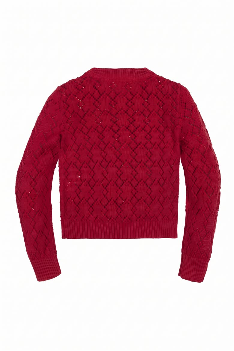 Kids' Organic Cotton Pointelle Cardigan, Alternate, color, Red Diamond