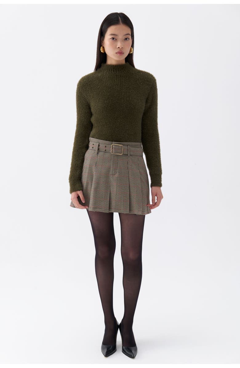 Nocturne Belted Pleated Mini Skirt, Main, color, 