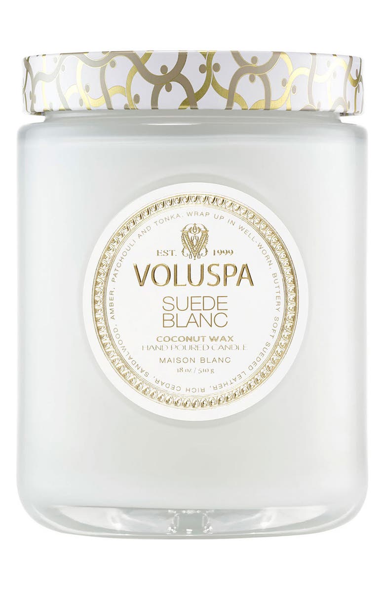 Voluspa Suede Blanc Large Jar Candle, Main, color,