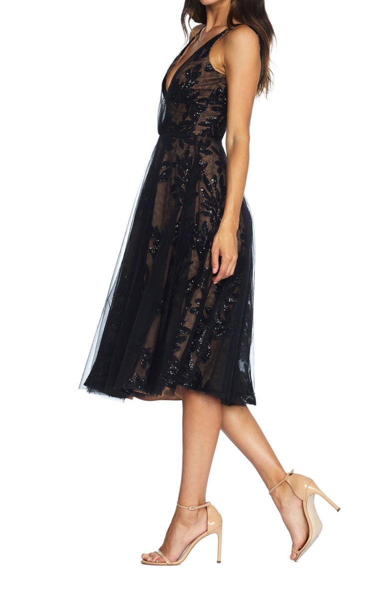 Dress the Population Courtney Sequin Lace Cocktail Dress, Alternate, color, Black-Nude
