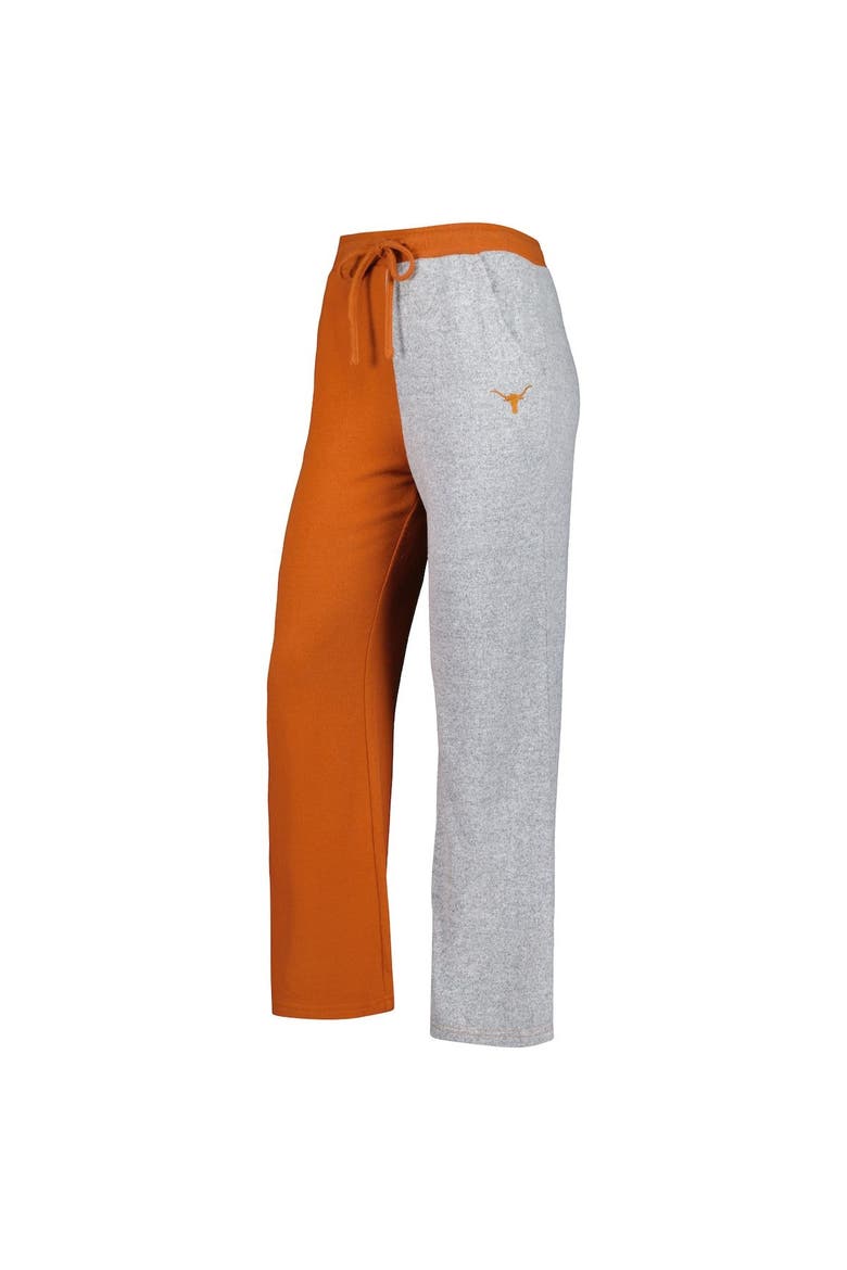 Women's ZooZatz Texas Orange/Gray Texas Longhorns Colorblock Cozy Tri-Blend Lounge Pants, Alternate, color, Burnt Orange