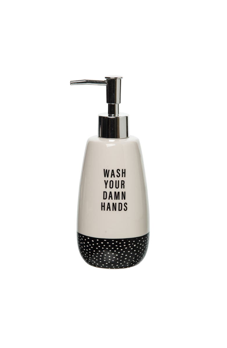 Totalee Gift Wash Your Damn Hands Soap Dispenser Ceramic White 12.5 oz, Main, color, White